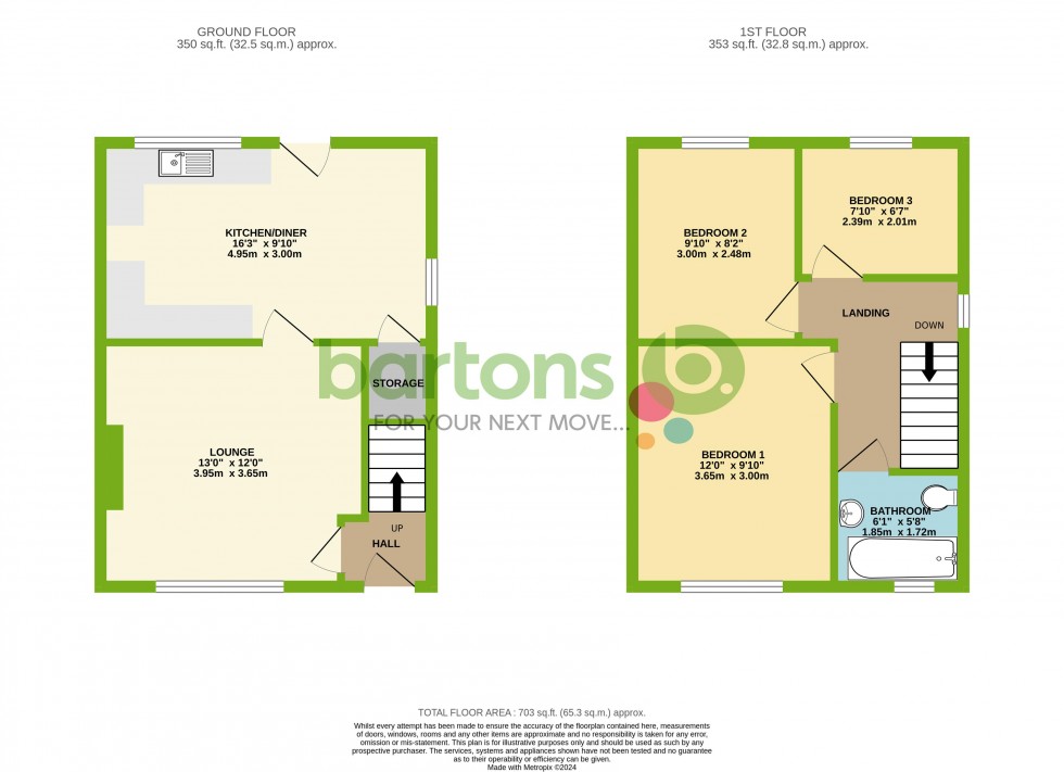 Floorplan for Daylands Avenue, Conisbrough